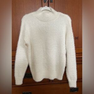 NEW Off White Fuzzy Soft Half Turtleneck Lightweight Sweater